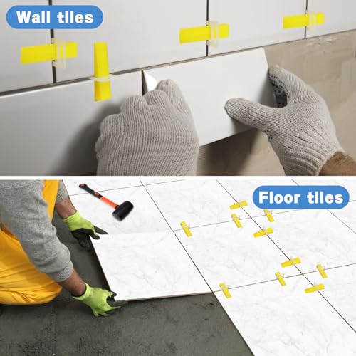 DGSL 1/16 Inch Tile Leveling System, 1000 Tile Spacers and 200 Tile Wedges - size: 1/16 Inch * 1000 Clips