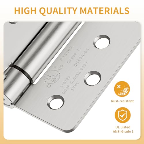 Luxbaro 2 Pack Self Closing Door Hinges 4 Inch, Adjustable Tension - color: Brushed Nickel-1/4'', size: 4" 2 Pack