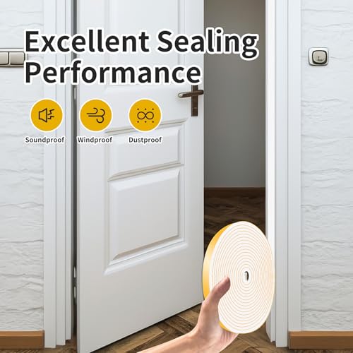 Foam Weather Stripping Tape,High Density CR,1 in x 1/4 in x 66Ft - color: White, size: 1 in x 1/4 in x 66 ft