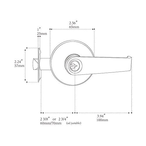 1 Pack of MANREN Lever Keyed Entry Door Lever Handle Lock, Universal Door Knob Hardware,Nickel Brushed Color (MR802ET) - color: Nickel Brushed, style: Entrance