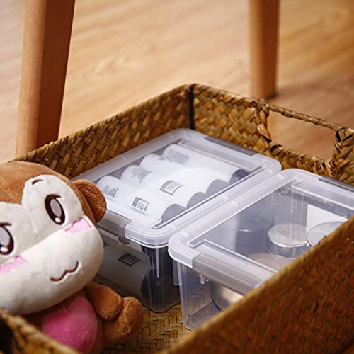 Citylife 6Packs 1.3Qt Small Storage Bins with Lids,Stackable Clear - color: Clear White, size: 1.3 QT(6 Pack)