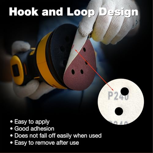 120 Pcs Sanding Discs, 5 Inch Sandpaper, 40, 60, 80, 120, 150, 240 Grits