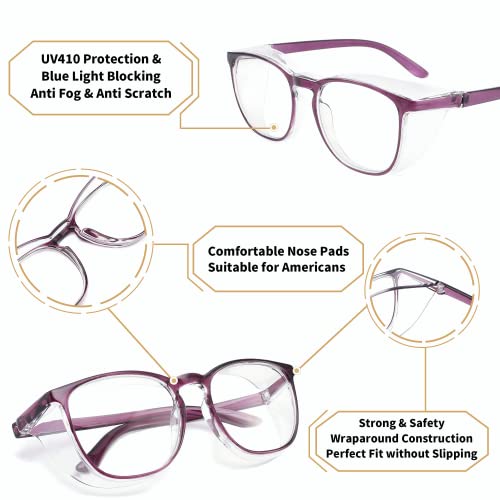 SQIMZAR Safety Glasses Goggles For Women Nurses Protective Eyewear,Anti Fog Safety Goggles - color: Green+purple