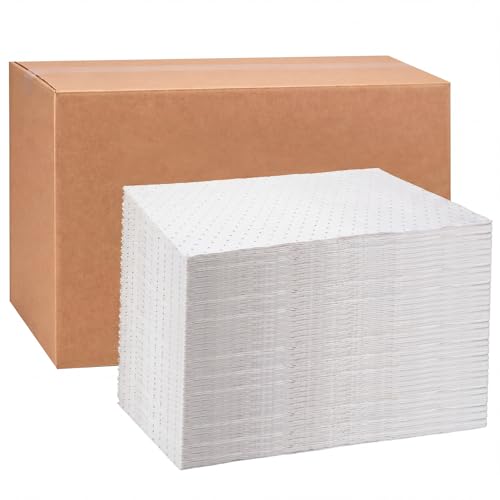 Hoolerry 100 Pcs Oil Absorbent Pad for Spill, 15 x 19.7 Inch, White - color: White, size: 15 x 19.7 Inch