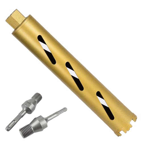 2" Dry Core Drill Bits for Cured Concrete with Rebar Brick Block Masonry etc 13in/330mm Drilling Depth，10mm Diamond Segment Height，2 Adapters - size: 2 inches