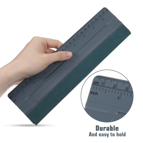 Wallpaper Smoothing Tool, Professional Vinyl Squeegee with Ruler | Felt Squeegee for Vinyl Decals Sticker Paper Wallpaper Window Film Tools (Gray, 10inch) - size: 10in Gray