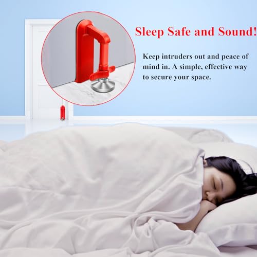 Door Stoppers Security, Portable Door Lock for Travel, Hotel Safety Device - color: Red