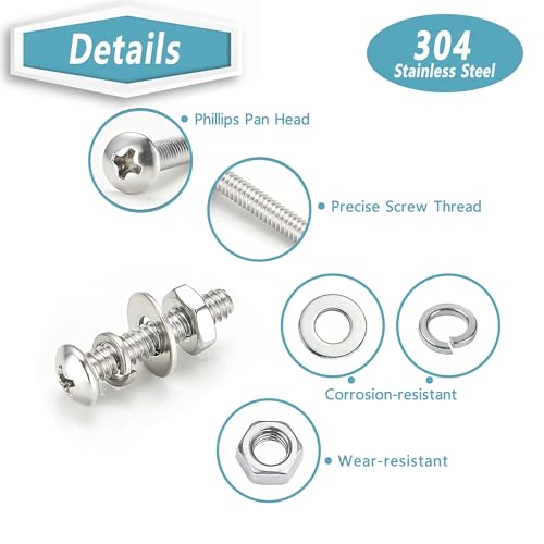 KADRICK 920Pcs Machine Screw Assortment Kit,Stainless Steel #4-40 to #10-24 - size: SS #4-#10 920Pcs