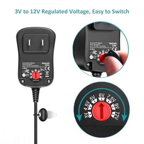 Universal AC Adapter 5V 9V 12V 2A DC Power Adapter Adjustable Power Supply - size: 24W 3-12V