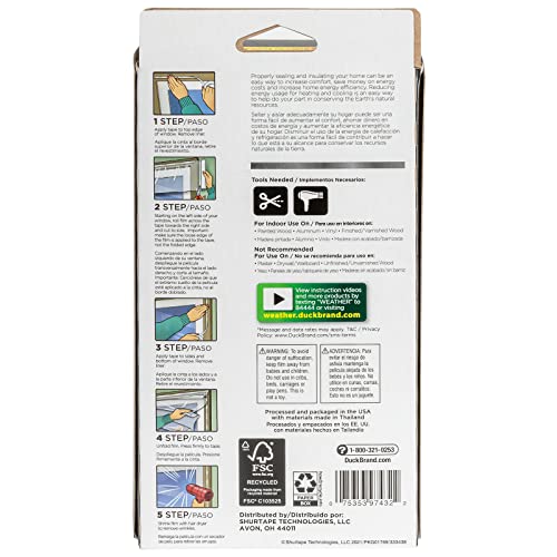 Duck MAX Strength Window Insulation Kit, Winter Window Seal Kit Fits up to 5 Windows, Heavy Duty Shrink Film Cuts to Size for Easy Indoor Installation, Window Tape Included,62 In. x 210 In., Clear - size: Standard Window - 5 Pack
