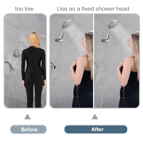 BRIGHT SHOWERS Shower Head Holder Wall Mount, Adjustable Handheld Shower Wand Holder with Universal Fit and Angle Adjustment, Brushed Nickel - color: Brushed Nickel, style: Screw Mount - Multi-Angle