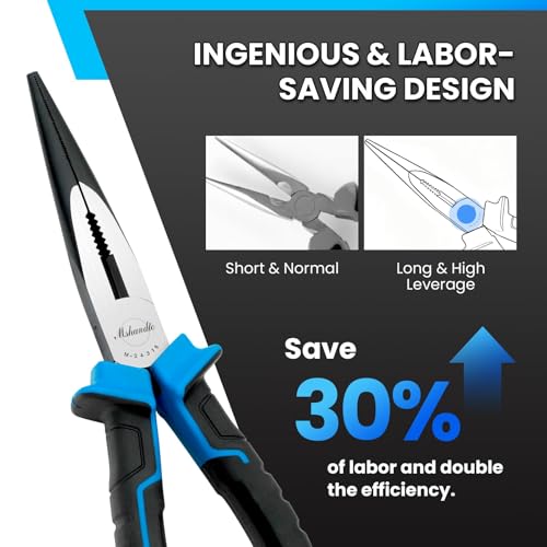 Needle Nose Pliers, mshandto 8" Long Nose Pliers for Wire Bending, High Carbon Steel Needle Nose Plier, Serrated Jaw Pliers for Jewelry Making, Electronics Repair, Object Grasping, Craft Making - size: 8"-1Pack-TPR