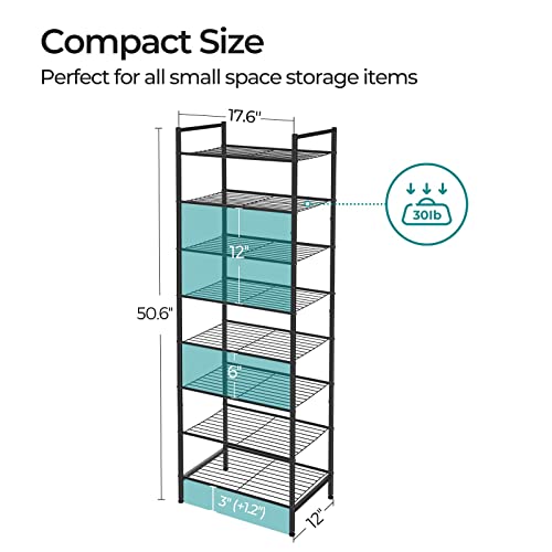 SONGMICS 8-Tier Metal Shoe Rack, Vertical Shelf, Holds up to 18 Pairs - color: Bronze, size: 8 Tiers (12"D x 17.6"W)