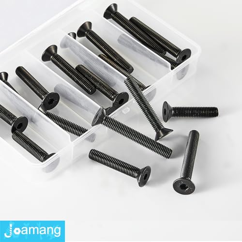 M8 x 40mm 45mm 50mm 55mm 60mm Flat Head Hex Socket Cap Screws Countersunk Bolts, 10.9 Grade Alloy Steel, Black Oxide Finish, Metric Allen Drive, Fully Threaded, Assortment Kit 20Pcs - size: M8 x 40/45/50/55/60 mm