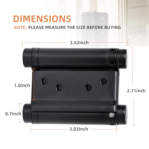 3" Double Action Spring Hinges, Self Closing Door Hinges for Saloon Cafe Pub Swinging Doors, 201 Stainless Steel, Including Pins and Screws, 4-Pack