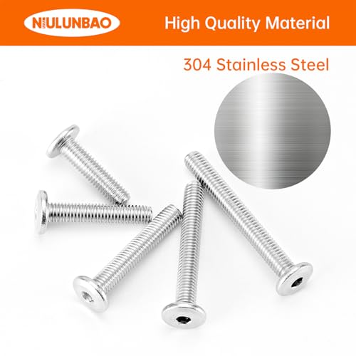 M5 x 20mm 25mm 30mm 35mm 40mm Flat Round Head Hex Socket Cap Screws Bolts, Furniture Screws, 304 Stainless Steel, Allen Hex Drive, Metric Fully Threaded, Bright Finish, Assortment Kit 50PCS - size: M5 x 20/25/30/35/40mm (50PCS)
