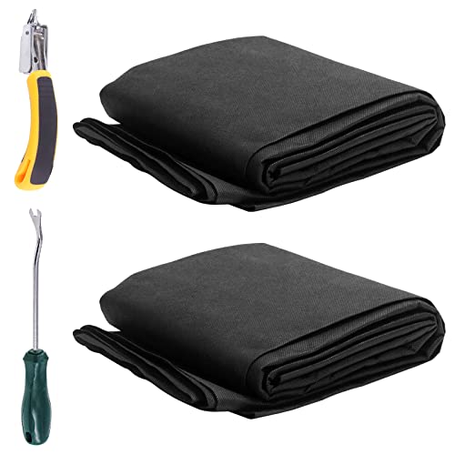 Swpeet 5Pcs 60 Inch x 3 Yard Upholstery Black Fabric Dust Cover Fabric Replacement and Tack Lifter U Tip Nail Puller with Staple Remover Kit, Bottom Cloth Non Woven Dust Cover