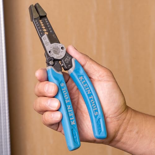Klein Tools K12035L Klein-Kurve Wire Cutters, Made in USA, Heavy Duty Wire Stripping Tool with Lock, 8-20 AWG - size: Wire Stripper with Lock
