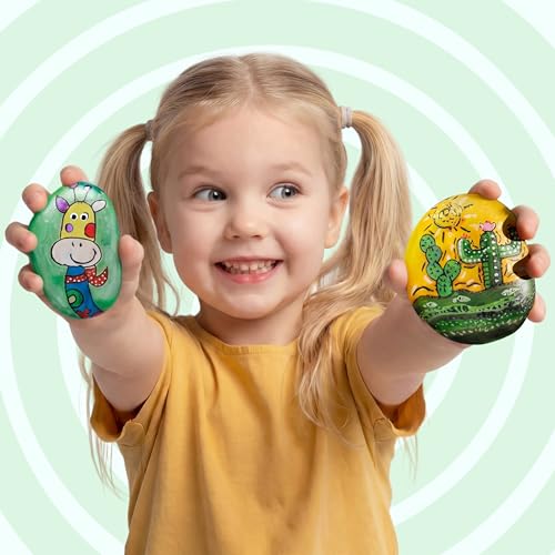 JOYIN Rock Painting Kit for Kids, Arts and Crafts for Girls & Boys Ages 6-12, DIY Supplies for Painting Rocks, Easter Craft Kits Art Set, Kids Birthday Christmas Presents, Family Indoor Activity - style: Original