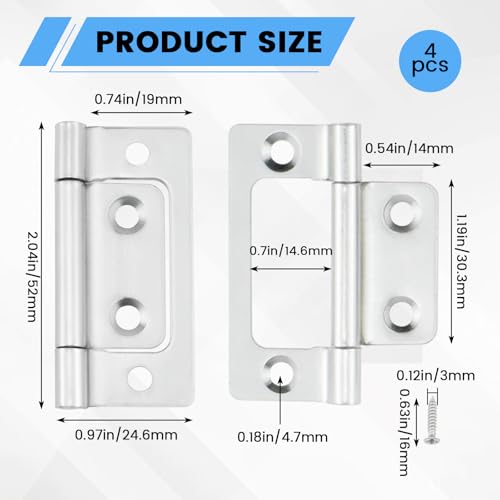 SDTC Tech 4-Pack Non-Mortise Door Hinges Bifold Butt Cabinet Hinges Silver - color: Silver