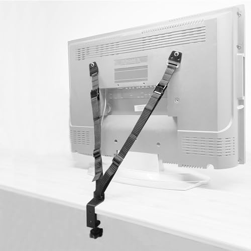 Child Proof TV Safety Straps- TV Earthquake Strap Furniture Anchors Work for Baby Proofing Secures to TV Stand and Walls,Heavy Duty Metal Plate, Adjustable Strap, No Plastic Parts
