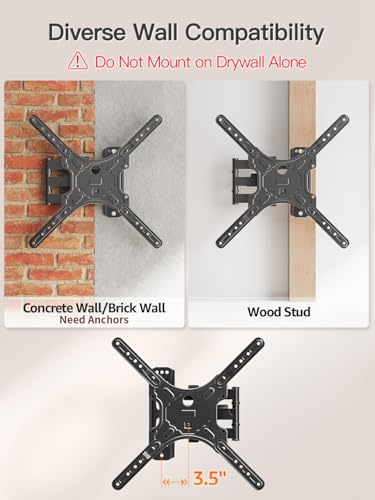 ELIVED Full Motion TV Wall Mount for 26-60" TVs, Max VESA 400x400, 77 lbs. - size: Arm: 15.5" TV: 26-60"