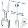 4 Sided Drain Strainer Wrench and 3 Way Plumbers Wrench Set, Heavy Duty Sink Drain Tool for Tub Removal, Basket Strainer Installation, Fits 1-3/4, 2, 2-1/2 Inch Nuts, with Silicone Putty
