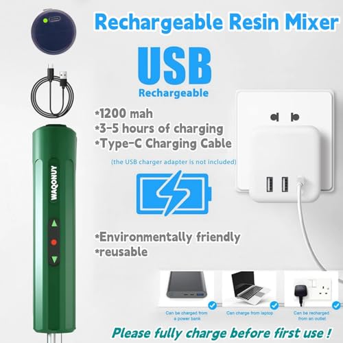 Rechargeable Epoxy Resin Mixer,USB Handheld Electric Resin Mixer for Mixing Epoxy Without Bubbles, Resin Stirrer for Tumblers Epoxy, Resin Molds, Glazes and Paint (Dark Green) - color: Dark Green