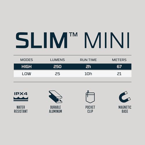 NEBO Slim Mini Pocket Lights, 2-Pack, 250 Lumen Ultra-Thin Flashlights - style: 2-Pack - 250 Lumens - Black