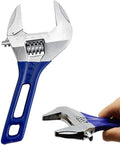 8”(200mm) Short Handle Adjustable Wrench with 1.7”(44mm) Wide Jaw Opening for Plumbing Auto Repair Home Maintenance
