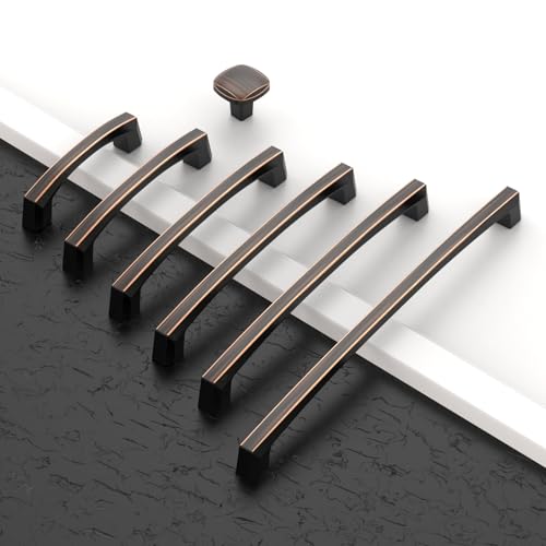 Amerdeco 10 Pack Oil Rubbed Bronze Cabinet Pulls 5 Inch(128MM) Hole Centers Kitchen Cabinet Handles Hardware Kitchen Handles for Cabinets Cupboard Handles Drawer Pulls ZH0032 - color: Oil Rubbed Bronze, size: 5"/128MM Hole Center