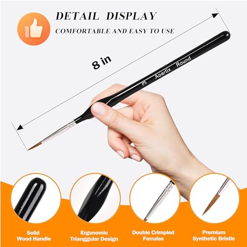 Miniature Brushes, Aoartix 15 Pcs Dry Detail Paint Brush, Triangular Handle - color: Black