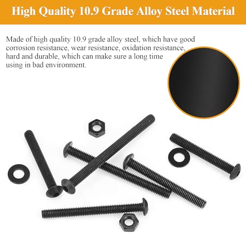 185 Pieces M4 x 30/35/40/45/50mm Button Head Socket Cap Screws Nuts Washers Set Black, Sutemribor M4 Long Screws, M4 Black Screws Nuts Washers Assortment Kit, 10.9 Grade Alloy Steel, Fully Threaded - size: M4 x 30/35/40/45/50mm Kit, style: Button Head