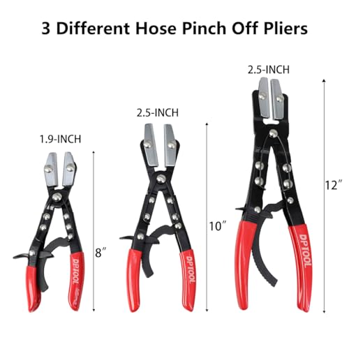 DPTOOL 3pcs Hose Pinch Off Pliers Set 8inch 10inch 12inch Hose Pinch Pliers