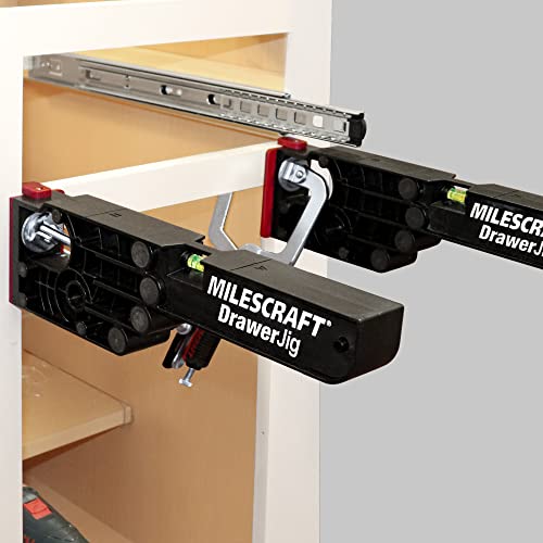 Milescraft 1341 Drawer Jig - Reversible Jigs for Easy Drawer Installation, Built in level, Non-Marring Rubber Protects Cabinets