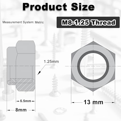 M8 Lock Nut Nylon Inserted Locknuts for Patio Furniture M8 Bolts - size: M8 (40PCS)