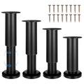 4Pcs Adjustable Furniture Legs 4.7-7.1 inch, Black Metal Adjustable Telescopic Cabinet Leg with 65mm Dome Basefor Sofa/Bed/Chair/Couch, Heavy Duty Bed Replacement Support Legs for Bed Frame