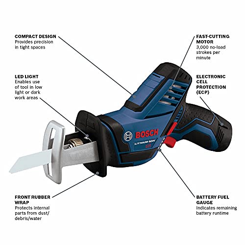 BOSCH PS60-102 12V Max Pocket Reciprocating Saw Kit with 2.5Ah Battery - style: w/ 12V Battery