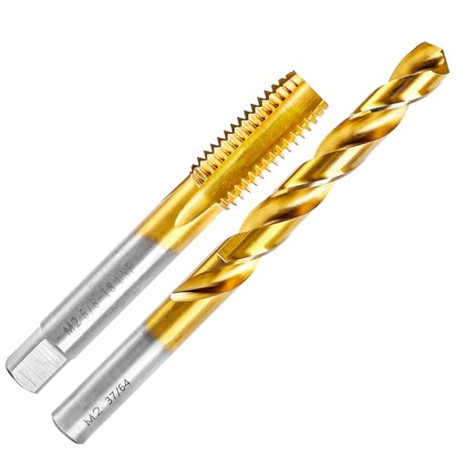 5/8"-18 UNF Tap and 37/64" Drill Bit Kit for Metal,M2 HSS Drill and Tap Set - size: 5/8"-18 Tap, 37/64" Drill