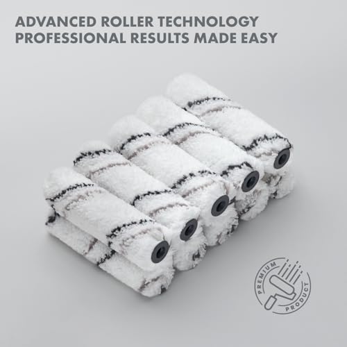 10-Pack 4 Inches Mini Paint Roller Covers for Smooth and Lint-Free Finish - 3/8 Nap - Made in Italy - Premium Microfiber Roller Naps for All Paints and Stains - size: 4" Roller Covers ( 10 Pack)