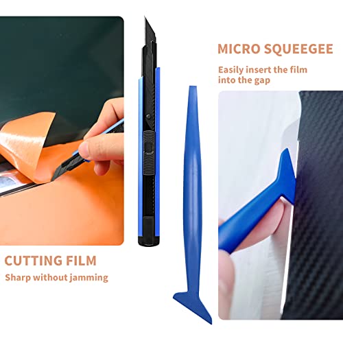 Gomake Vinyl Wrap Tool Kit Car Window Tint Installation Tools Wrapping Kit | Vinyl Wrap Squeegee Tool, 9mm Utility Knife, Film Cutter and Vinyl Tucking Tool Window Tint Kit for Car Wrapping - color: Blue