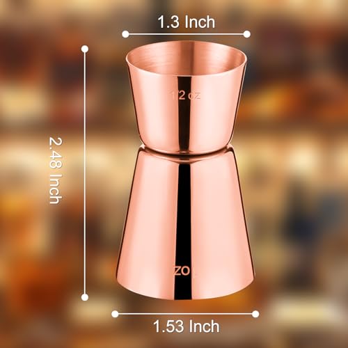 Briout 2 Double Cocktail Jigger for Bartending,1OZ 1/2OZ,Flat Edge Rosegold - color: Rose Gold, size: Flat Edge-0.5oz/1oz-2PC