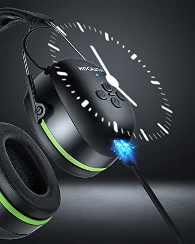 HZ07 Upgrade Bluetooth 5.3 Hearing Protection Built-in 1500 mAh Rechargeable Battery 40 Hours+ Playing Time Noise Cancelling 25dB NRR Earmuffs NRR 25dB for Mowing Workshops, Green - style: Green, No Fm/Am, Bluetooth, Rechargeable Battery