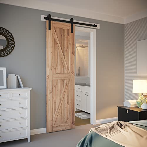 SMARTSTANDARD 4 FT Heavy Duty Sturdy Sliding Barn Door Hardware Kit, Black - size: 4 Feet
