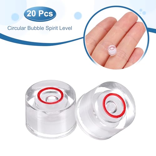 HARFINGTON 20pcs Circular Bubble Spirit Level 8x5.5mm Mini Round Bubble Spirit Level Little Measuring Layout Tools for TV Industrial Carpentry Picture Frame, White/Red - color: White/Red, size: 8x5.5mm