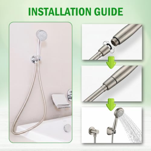 80-Inch Handheld Shower Head Hose Replacement, Compatible with Hansgrohe, Premium Shower Hose Universal G 1/2" Connection, Polished Nickel, 28274820 - size: 80 Inch-Brushed Nickel