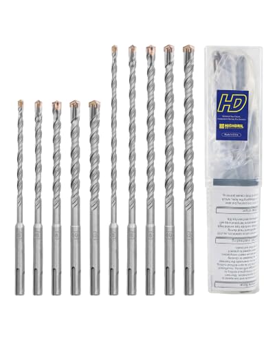 HIGHDRIL Concrete Drill Bit Set - 10Pcs 3/16" X2, 1/4" X3, 5/16" X2, 3/8" X2, 1/2" (6-inch and 8-inch Lengths) Carbide Masonry Drill Bit Kit, Hammer Drill Bits for Concrete, Brick, Stone, Granite - size: Kit 3