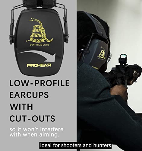 PROHEAR 016 NRR 26dB Shooting Ear Protection, Slim Passive Earmuffs - color: Black D
