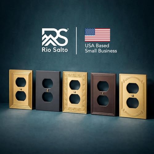 Rio Salto BRASS Toggle Light Switch Cover Plate Flip Switch Plate Outlet Covers Wall Plates 1 Gang Brushed Brass Gold Metal — Signature Collection, Standard Size 2.75" X 4.50" - color: Toggle Switch 1-Gang (1-Pack)