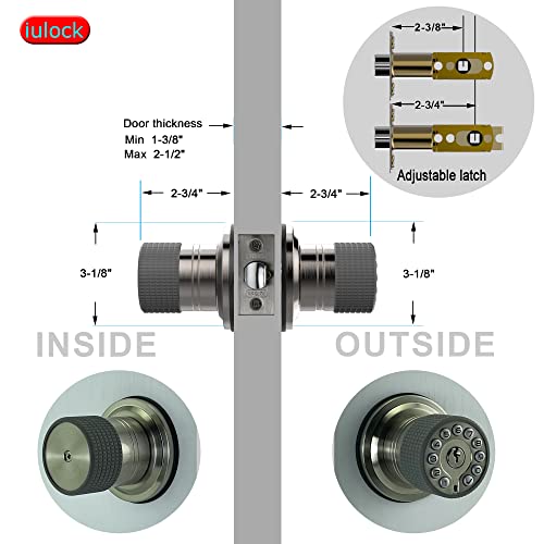 iulock Smart Door Knob with Keypad and Key,Keyless Entry Door Lock with Rubber Grip, Auto Lock,50 User Code,Waterproof, Easy to Install and Program for Bedroom(Stain Nickel Same Key 2 Pack) - color: Stain Nickel Same Key 2 Pack